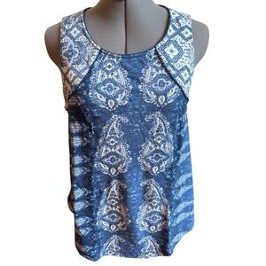 Lucky Brand Blue Paisley Tank Top Boho Festival Western Cottagecore Sleeveless